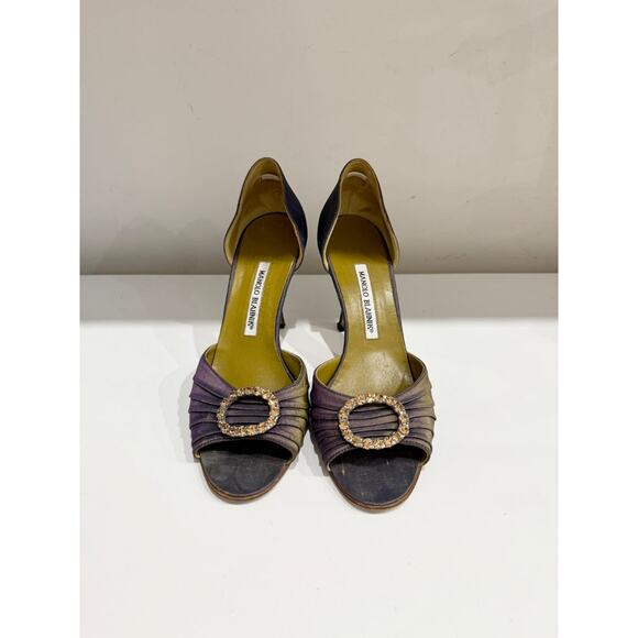 Manolo Blahnik Sedaraby Crystal Embellishments Ombre D'Orsay Pumps Purple EU 39 - Picture 2 of 6